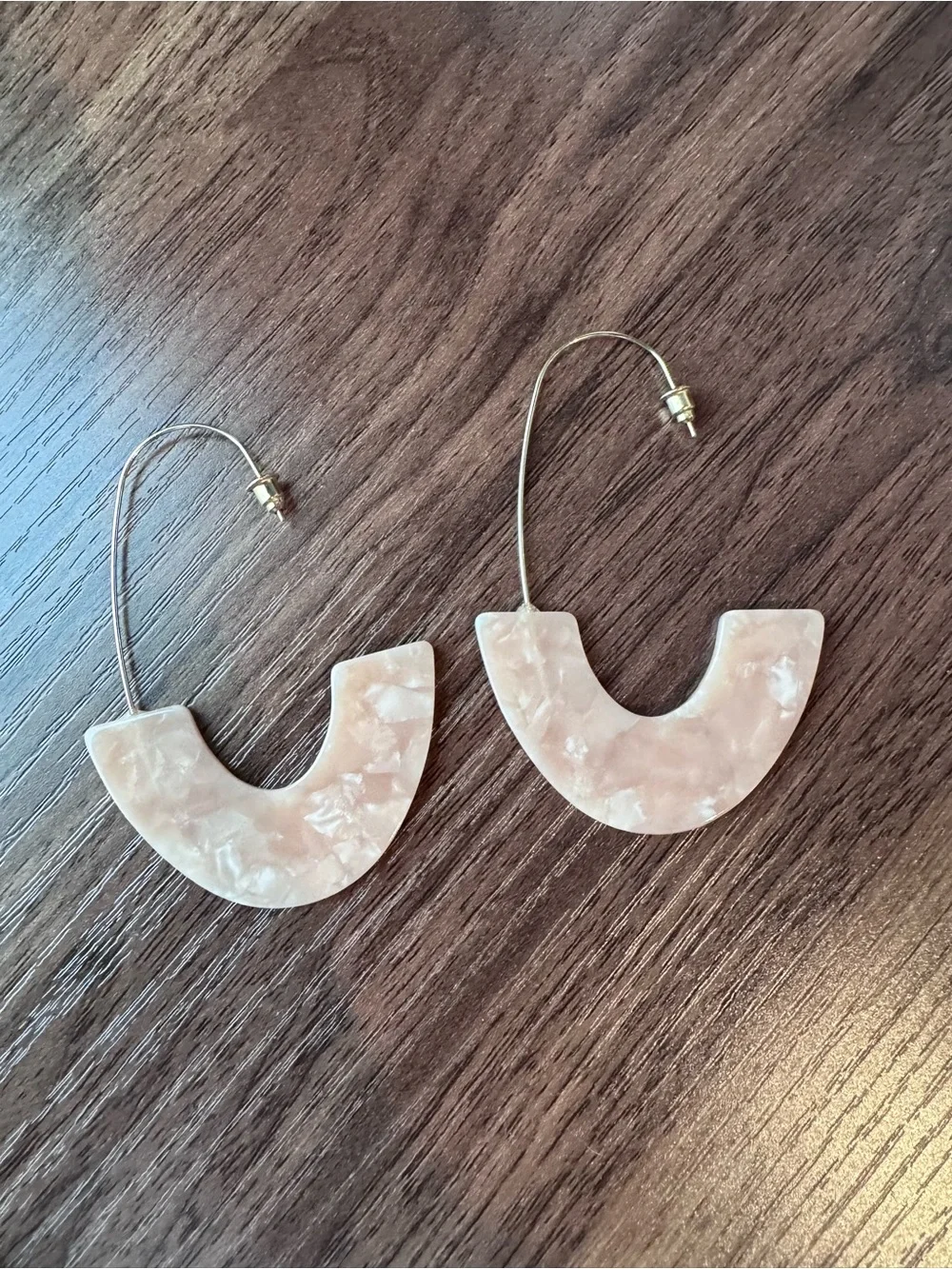 Peach Marbled Half Hoop Resin Earrings